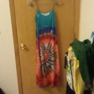 Spaghetti strap size small tie dye polyester dress nwot